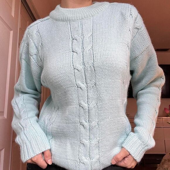 Alpaca 100% Wool Sweater – Made in Peru – Light Blue – Fits Like L - Picture 1 of 7